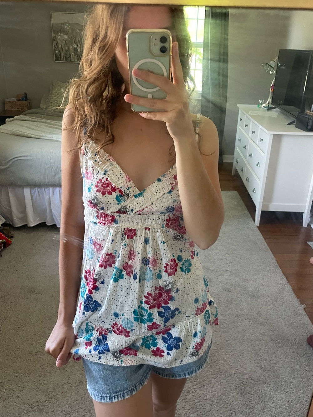 Y2K Floral Polka dot Tie Back Cami Size Large